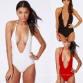 2018 hot women one piece swimsuit pure color backless bikini swimwear sexy sling swimsuit